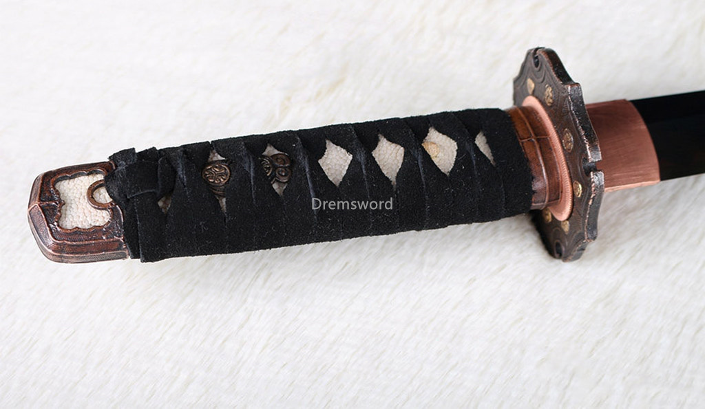 Hand forged red sword Japanese samurai sword Tanto T10 steel Clay Tempered black Blade Japanese razor sharp full tang