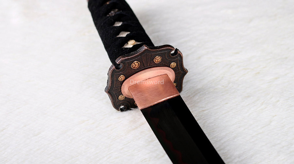 Hand forged red sword Japanese samurai sword Tanto T10 steel Clay Tempered black Blade Japanese razor sharp full tang