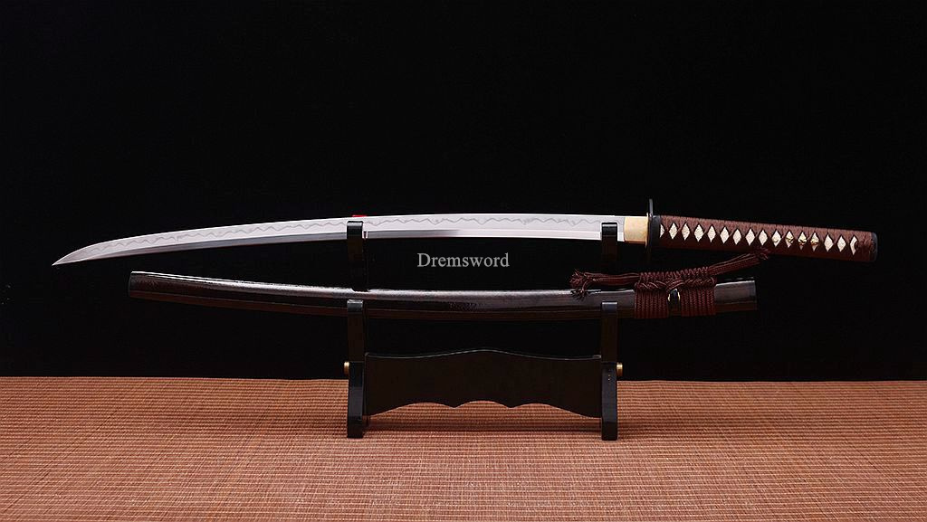Hadori-polishing Clay tempered T10 Steel coffee Japanese Samurai katana Sword  full tang battle ready O-KISSAKI Shinogi-Zukuri sharp Real hamon Black