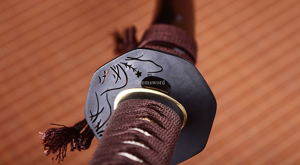 Hadori-polishing Clay tempered T10 Steel coffee Japanese Samurai katana Sword  full tang battle ready O-KISSAKI Shinogi-Zukuri sharp Real hamon Black