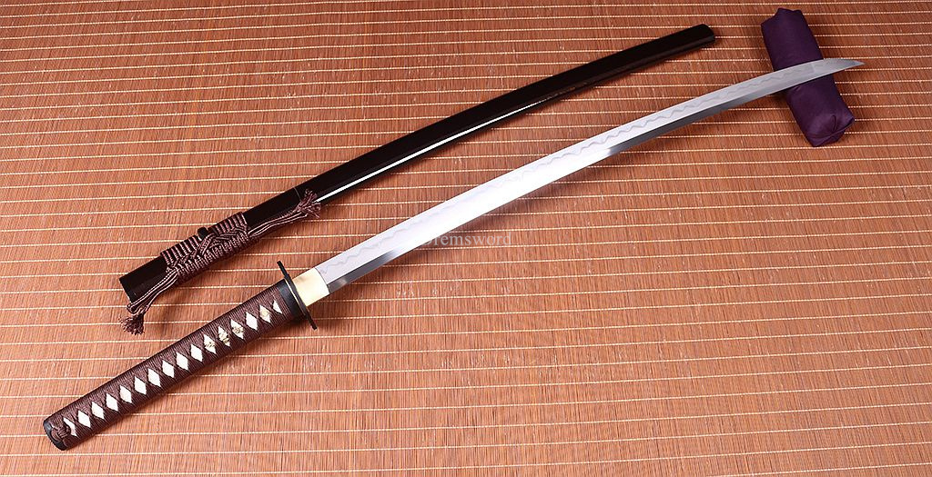 Hadori-polishing Clay tempered T10 Steel coffee Japanese Samurai katana Sword  full tang battle ready O-KISSAKI Shinogi-Zukuri sharp Real hamon Black