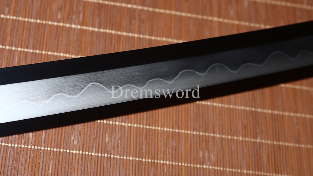 Hadori-polishing Clay tempered T10 Steel black with red sword Japanese Samurai katana Sword full tang battle ready sharp O-KISSAKI Shinogi-Zukuri Real hamon
