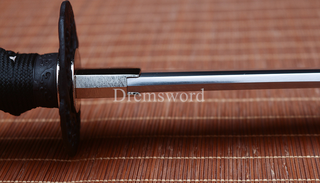 Hadori-polishing Clay tempered T10 Steel black with red sword Japanese Samurai katana Sword full tang battle ready sharp O-KISSAKI Shinogi-Zukuri Real hamon