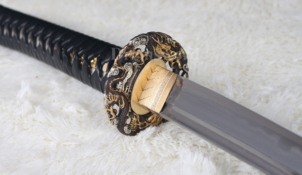 Clay Tempered Folded Steel Abrasive blade Japanese Samurai Black Sword Katana full rayskin saya Sharp battle ready Shinogi-Zukuri