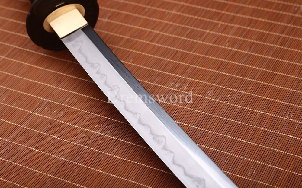 Hadori-polishing Clay tempered T10 Steel black Japanese Samurai katana Sword full tang battle ready O-KISSAKI Shinogi-Zukuri sharp Real hamon
