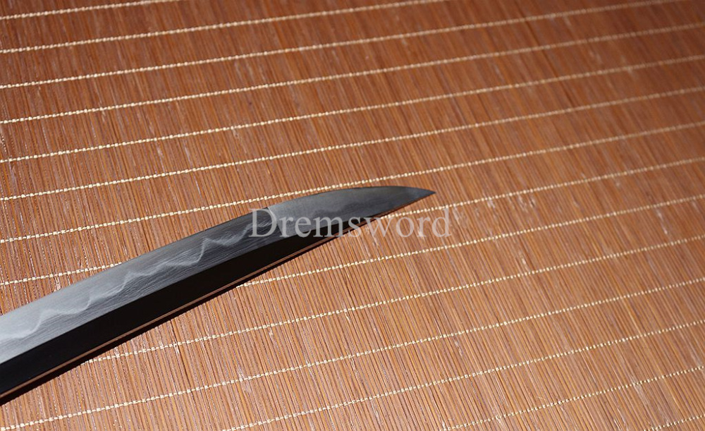 Hadori-polishing Clay tempered T10 Steel black Japanese Samurai katana Sword full tang battle ready O-KISSAKI Shinogi-Zukuri sharp Real hamon