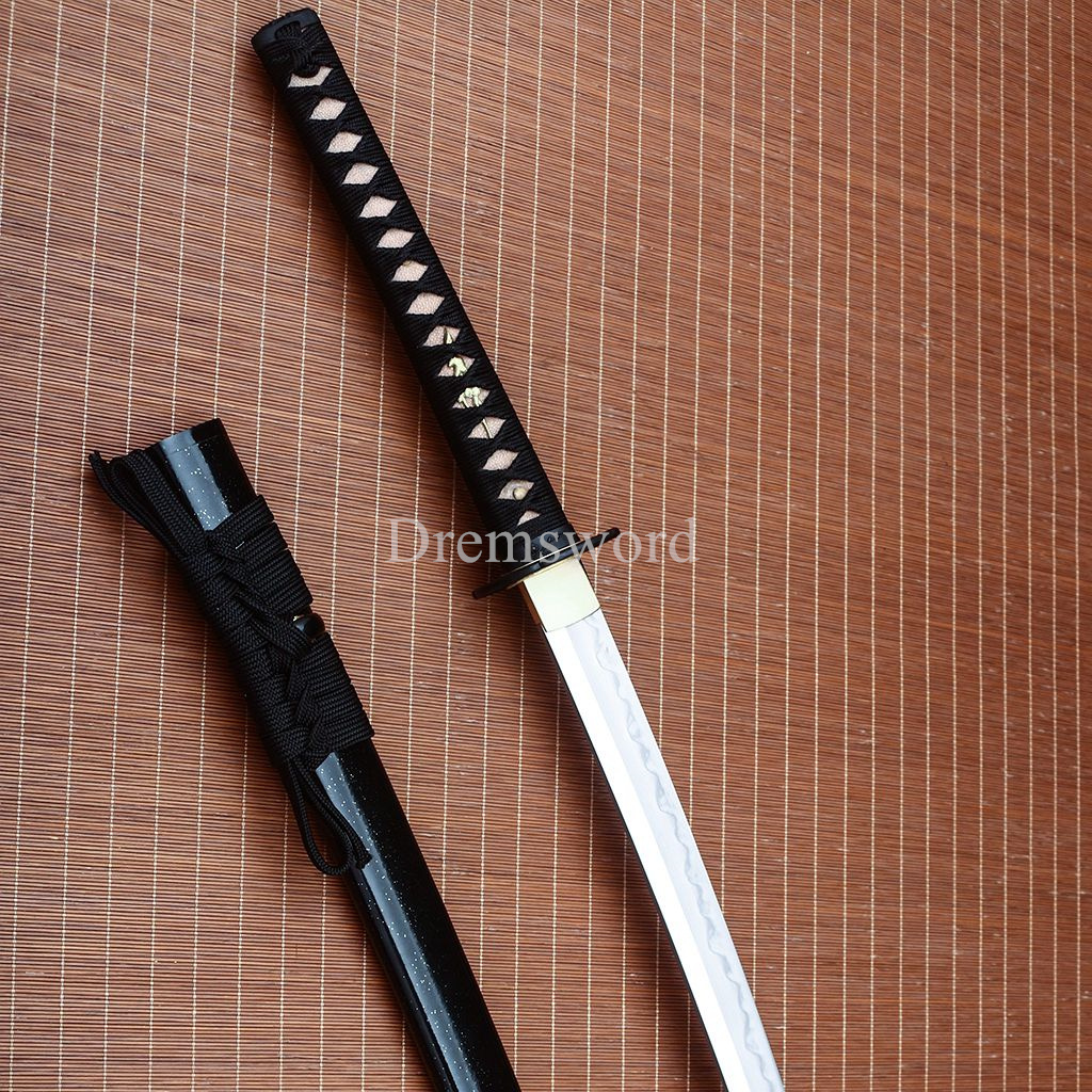Hadori-polishing Clay tempered T10 Steel black Japanese Samurai katana Sword full tang battle ready O-KISSAKI Shinogi-Zukuri sharp Real hamon
