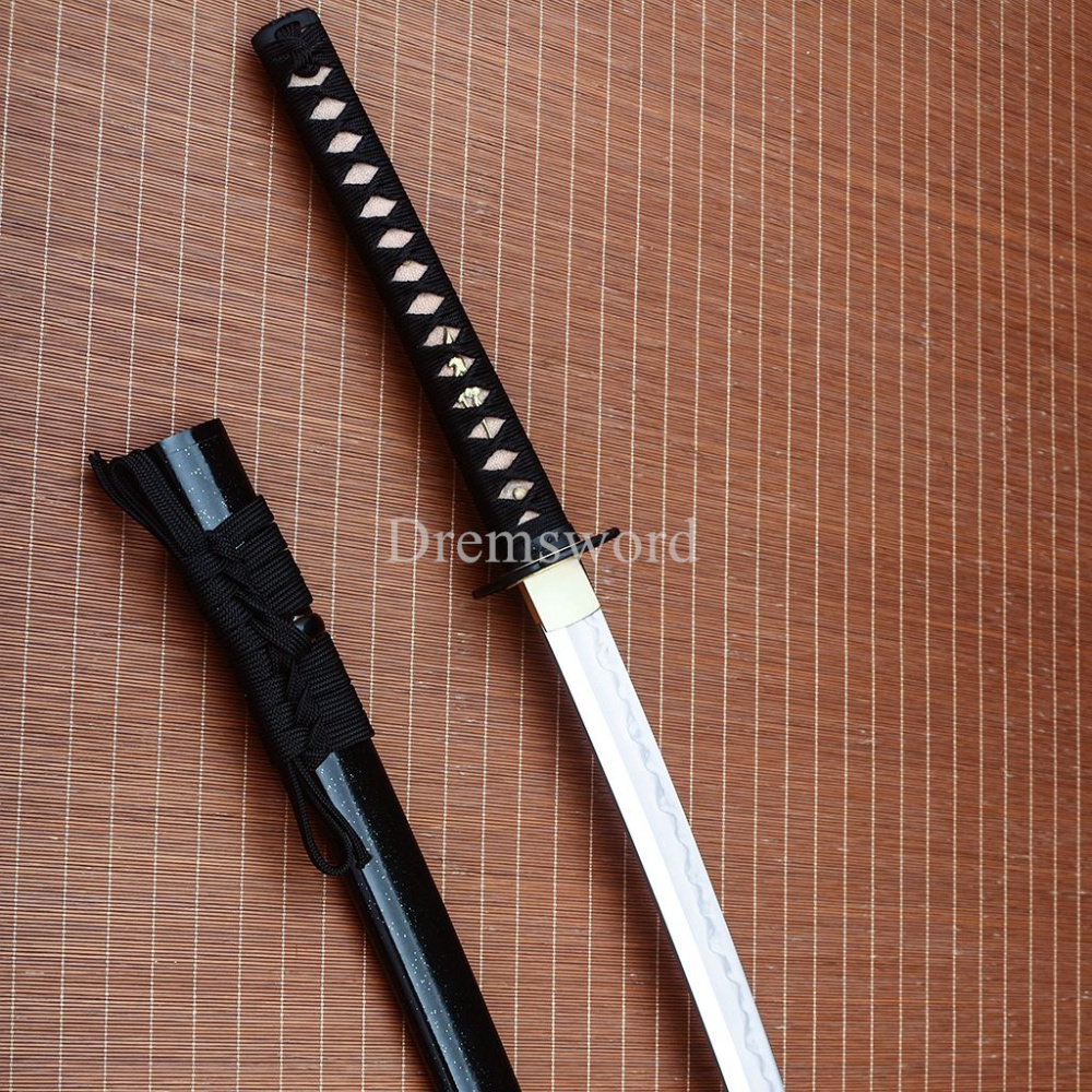Hadori-polishing Clay tempered T10 Steel black Japanese Samurai katana Sword full tang battle ready O-KISSAKI Shinogi-Zukuri sharp Real hamon
