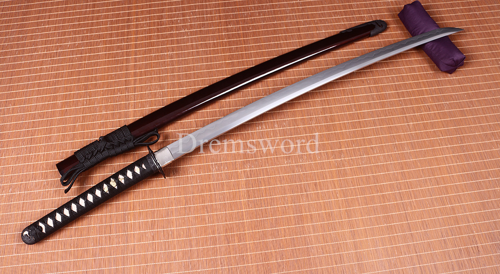 Hadori-polishing Clay tempered T10 Steel black with red sword Japanese Samurai katana Sword full tang battle ready sharp O-KISSAKI Shinogi-Zukuri Real hamon