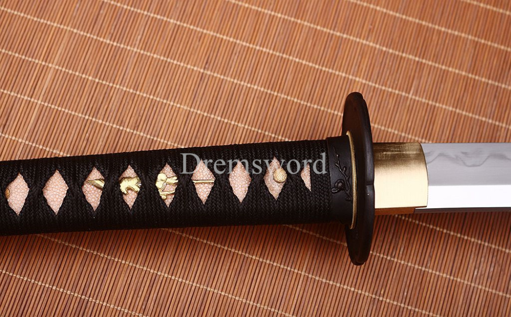 Hadori-polishing Clay tempered T10 Steel black Japanese Samurai katana Sword full tang battle ready O-KISSAKI Shinogi-Zukuri sharp Real hamon