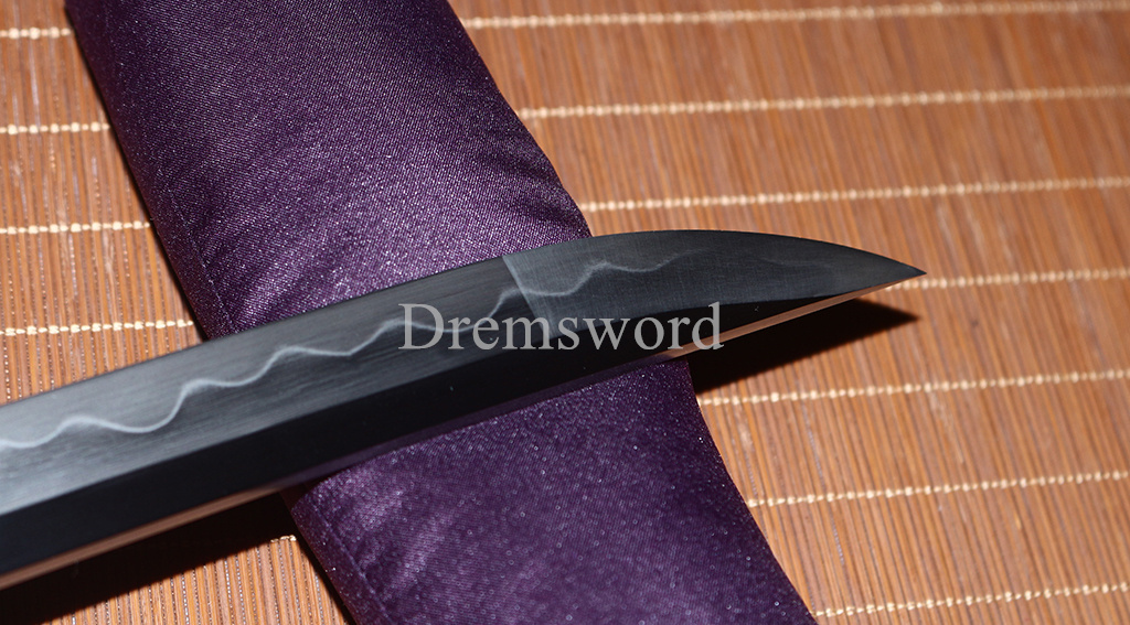 Hadori-polishing Clay tempered T10 Steel black with red sword Japanese Samurai katana Sword full tang battle ready sharp O-KISSAKI Shinogi-Zukuri Real hamon