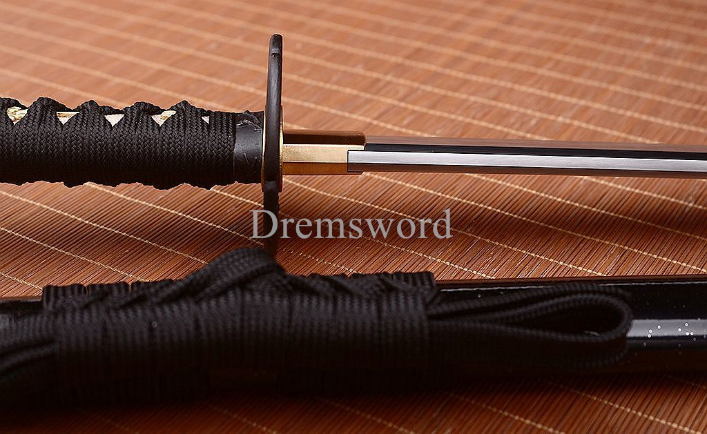 Hadori-polishing Clay tempered T10 Steel black Japanese Samurai katana Sword full tang battle ready O-KISSAKI Shinogi-Zukuri sharp Real hamon