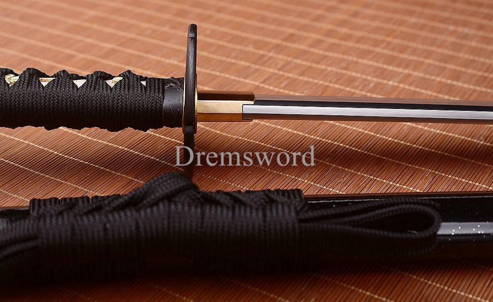Hadori-polishing Clay tempered T10 Steel black Japanese Samurai katana Sword full tang battle ready O-KISSAKI Shinogi-Zukuri sharp Real hamon