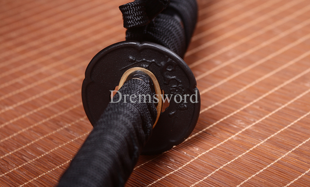 Hadori-polishing Clay tempered T10 Steel black Japanese Samurai katana Sword full tang battle ready O-KISSAKI Shinogi-Zukuri sharp Real hamon