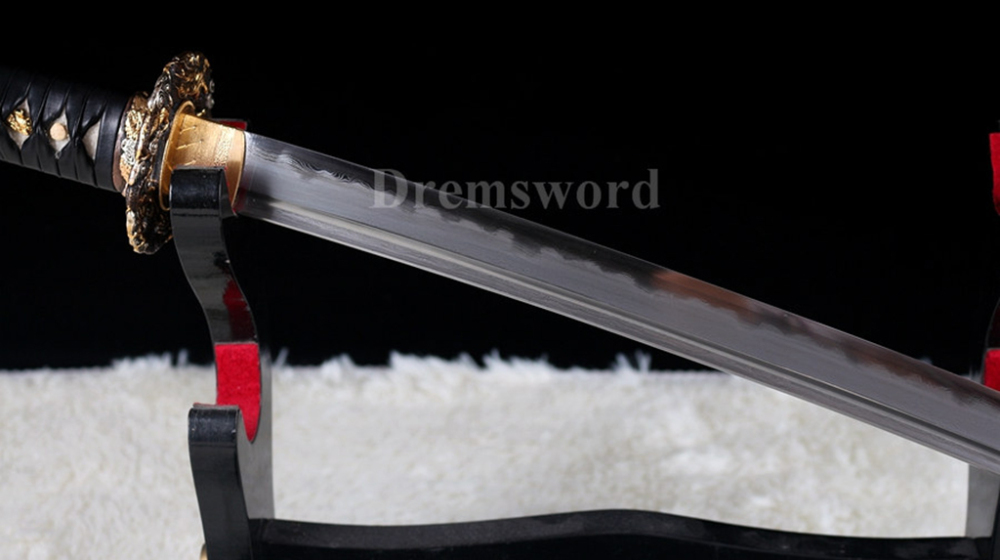 Clay Tempered Folded Steel Abrasive blade Japanese Samurai Black Sword Katana full rayskin saya Sharp battle ready Shinogi-Zukuri