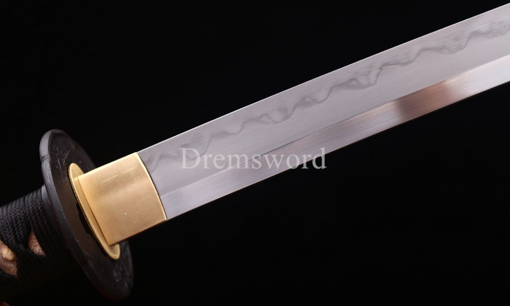 Hadori-polishing Clay tempered T10 Steel black Japanese Samurai katana Sword full tang battle ready O-KISSAKI Shinogi-Zukuri sharp Real hamon