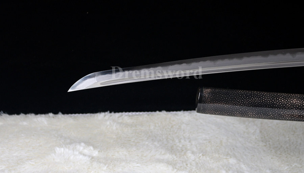 Clay Tempered Folded Steel Abrasive blade Japanese Samurai Black Sword Katana full rayskin saya Sharp battle ready Shinogi-Zukuri
