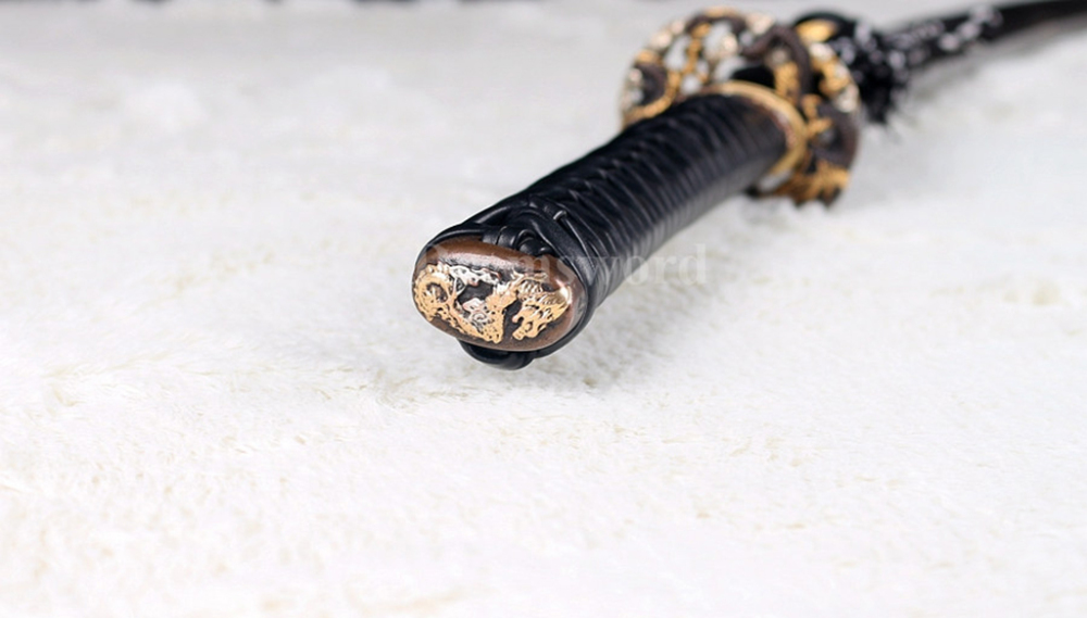 Clay Tempered Folded Steel Abrasive blade Japanese Samurai Black Sword Katana full rayskin saya Sharp battle ready Shinogi-Zukuri