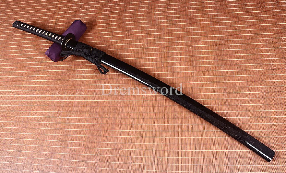 Hadori-polishing Clay tempered T10 Steel black Japanese Samurai katana Sword full tang battle ready O-KISSAKI Shinogi-Zukuri sharp Real hamon