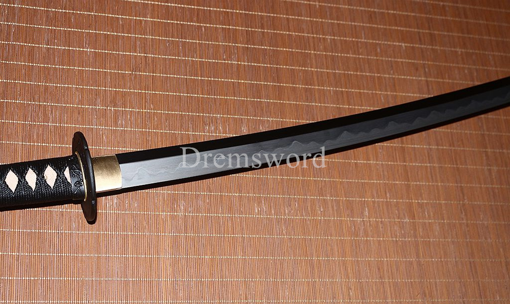 Hadori-polishing Clay tempered T10 Steel black Japanese Samurai katana Sword full tang battle ready O-KISSAKI Shinogi-Zukuri sharp Real hamon