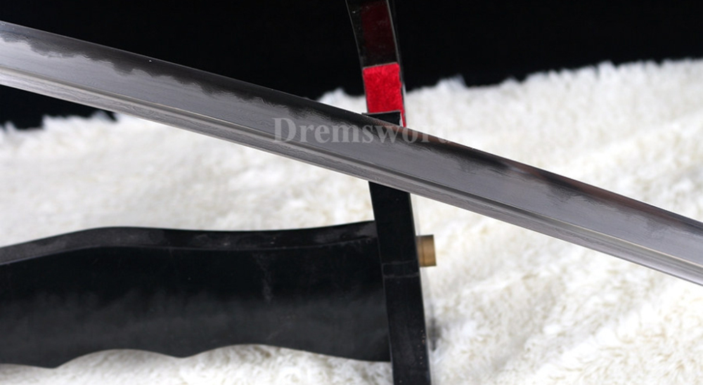 Clay Tempered Folded Steel Abrasive blade Japanese Samurai Black Sword Katana full rayskin saya Sharp battle ready Shinogi-Zukuri