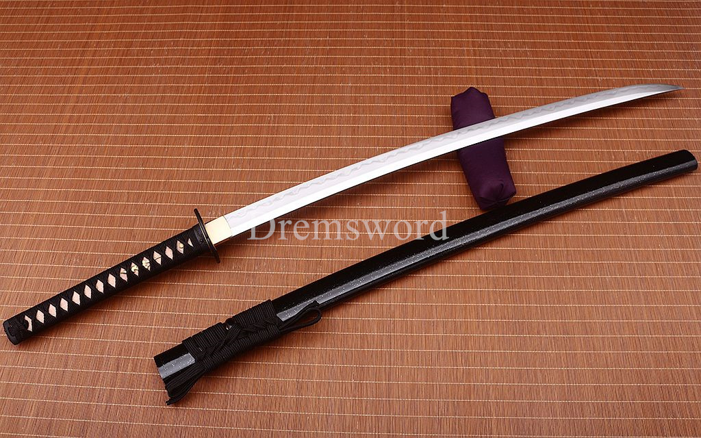 Hadori-polishing Clay tempered T10 Steel black Japanese Samurai katana Sword full tang battle ready O-KISSAKI Shinogi-Zukuri sharp Real hamon