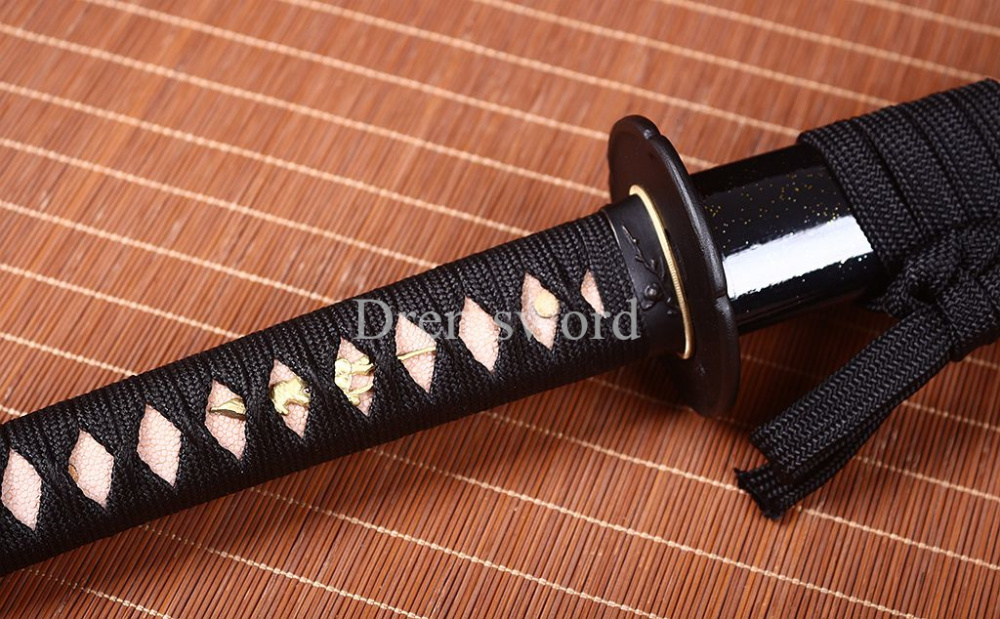 Hadori-polishing Clay tempered T10 Steel black Japanese Samurai katana Sword full tang battle ready O-KISSAKI Shinogi-Zukuri sharp Real hamon