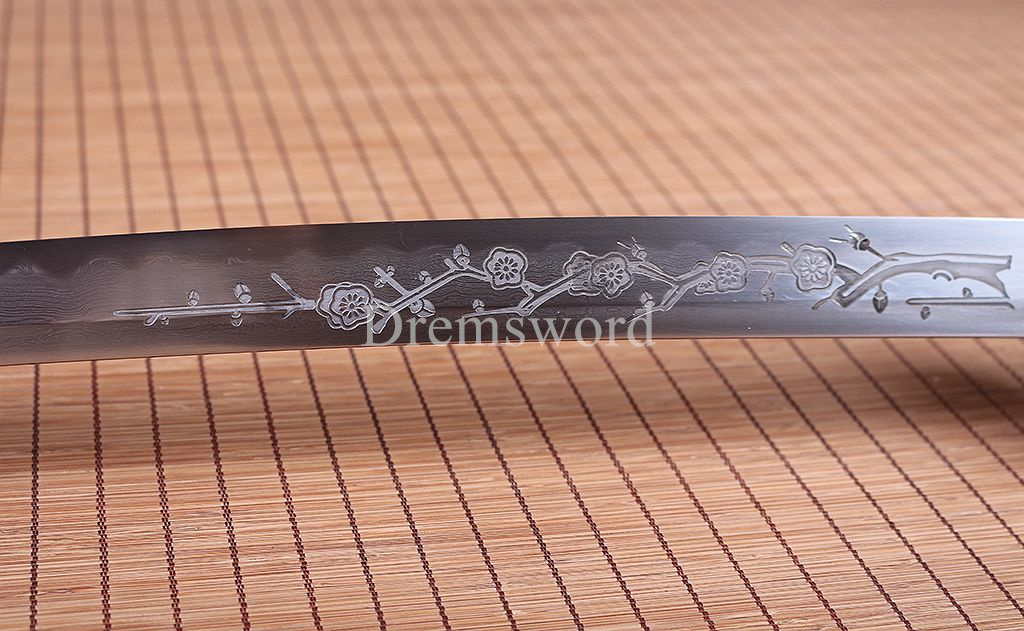 Hand forged Folded Steel Clay Tempered Samurai Katana japanese sword Shinogi Zukuri full tang white