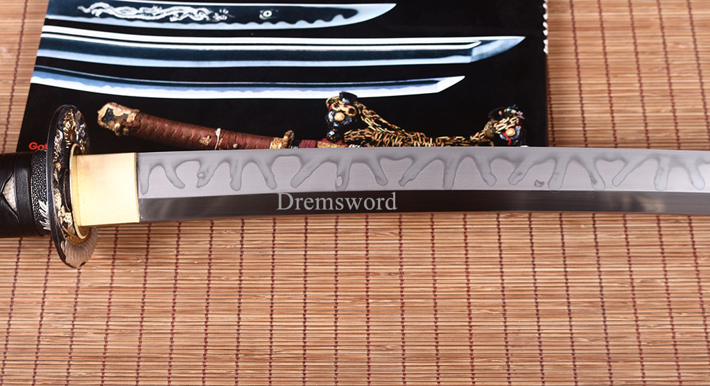 Hadori-polishing T10 Steel Clay tempered Japanese Samurai katana Sword Shinogi-Zukuri full tang battle ready sharp Real Hamon white.