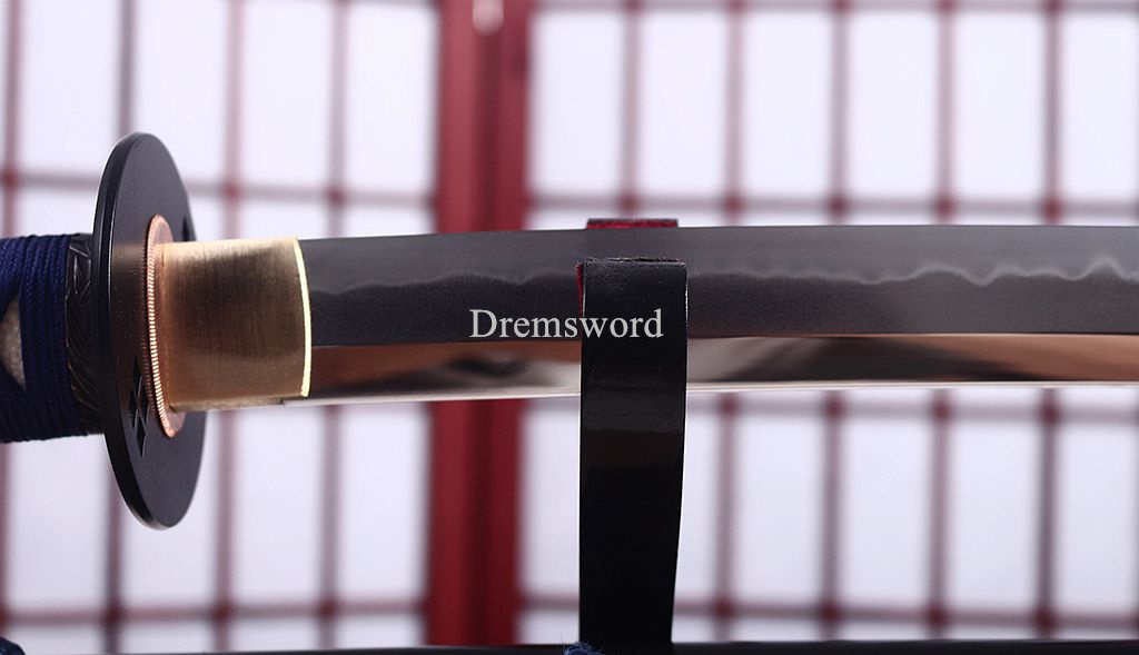 T10 Steel Clay Tempered Katana Japanese Samurai Sword Hadori-polishing O-kissaki Shinogi-Zukuri battle ready sharp Black
