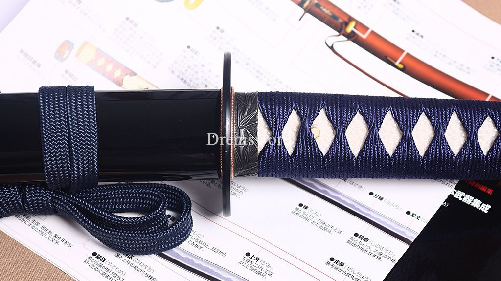 T10 Steel Clay Tempered Katana Japanese Samurai Sword Hadori-polishing O-kissaki Shinogi-Zukuri battle ready sharp Black