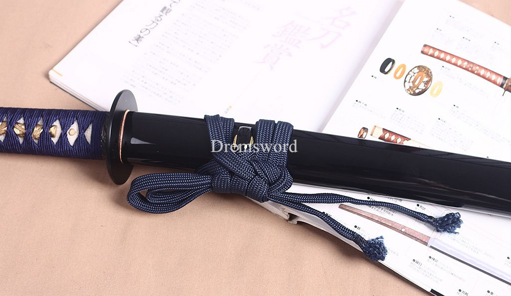 T10 Steel Clay Tempered Katana Japanese Samurai Sword Hadori-polishing O-kissaki Shinogi-Zukuri battle ready sharp Black