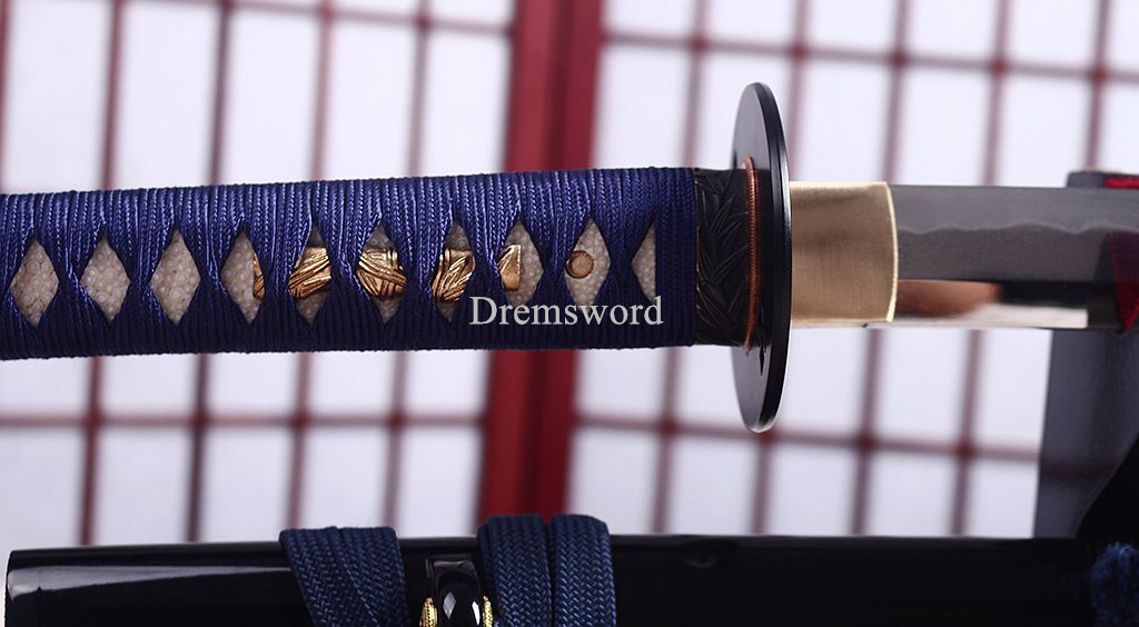 T10 Steel Clay Tempered Katana Japanese Samurai Sword Hadori-polishing O-kissaki Shinogi-Zukuri battle ready sharp Black