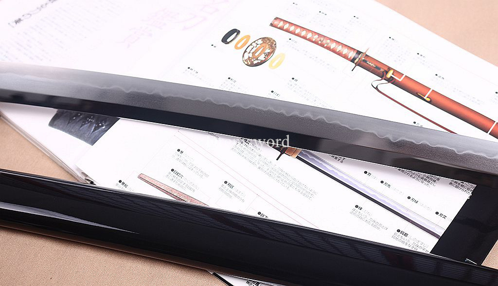 T10 Steel Clay Tempered Katana Japanese Samurai Sword Hadori-polishing O-kissaki Shinogi-Zukuri battle ready sharp Black