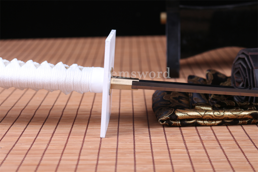 Handmade T10 Steel Clay tempered Japanese Samurai White Ninjato Sword Full Tang Ninja Sword Battle Ready Sharp Real Hamon