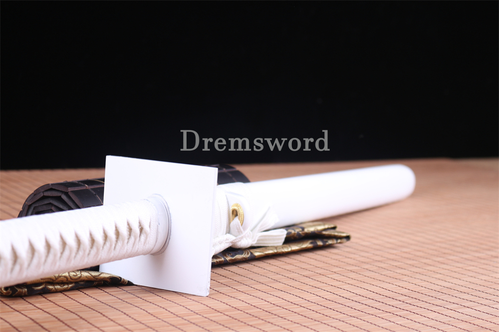 Handmade T10 Steel Clay tempered Japanese Samurai White Ninjato Sword Full Tang Ninja Sword Battle Ready Sharp Real Hamon