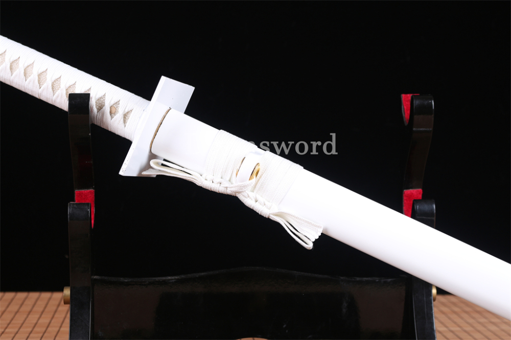 Handmade T10 Steel Clay tempered Japanese Samurai White Ninjato Sword Full Tang Ninja Sword Battle Ready Sharp Real Hamon