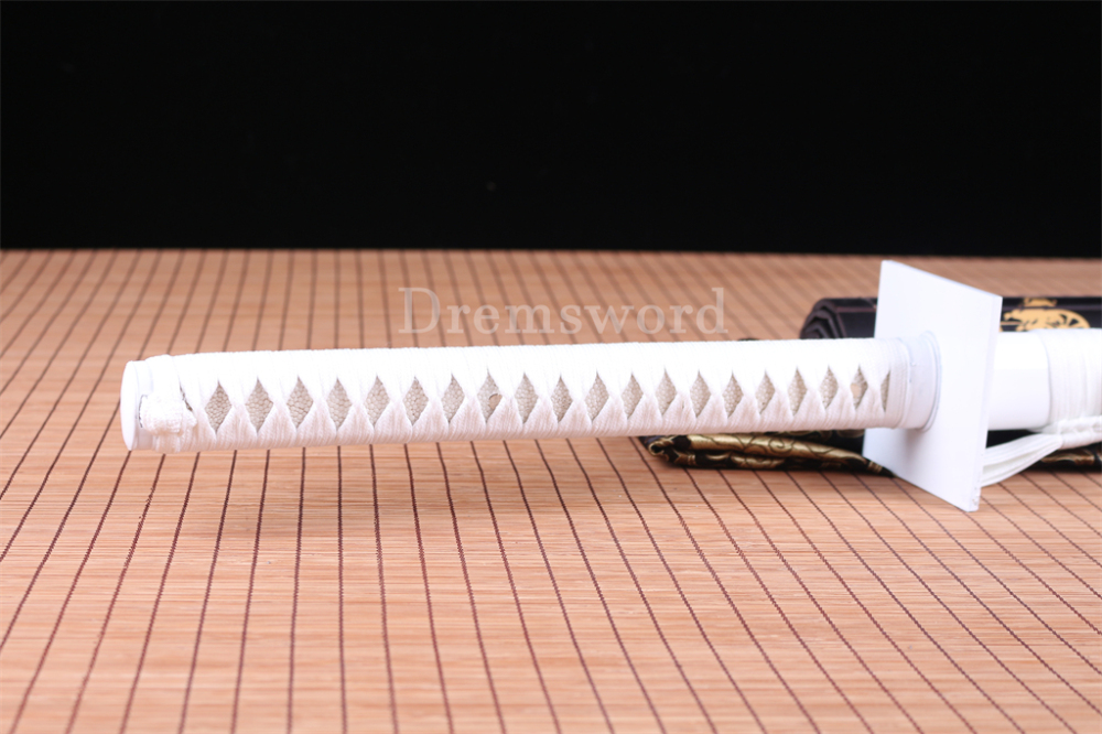 Handmade T10 Steel Clay tempered Japanese Samurai White Ninjato Sword Full Tang Ninja Sword Battle Ready Sharp Real Hamon
