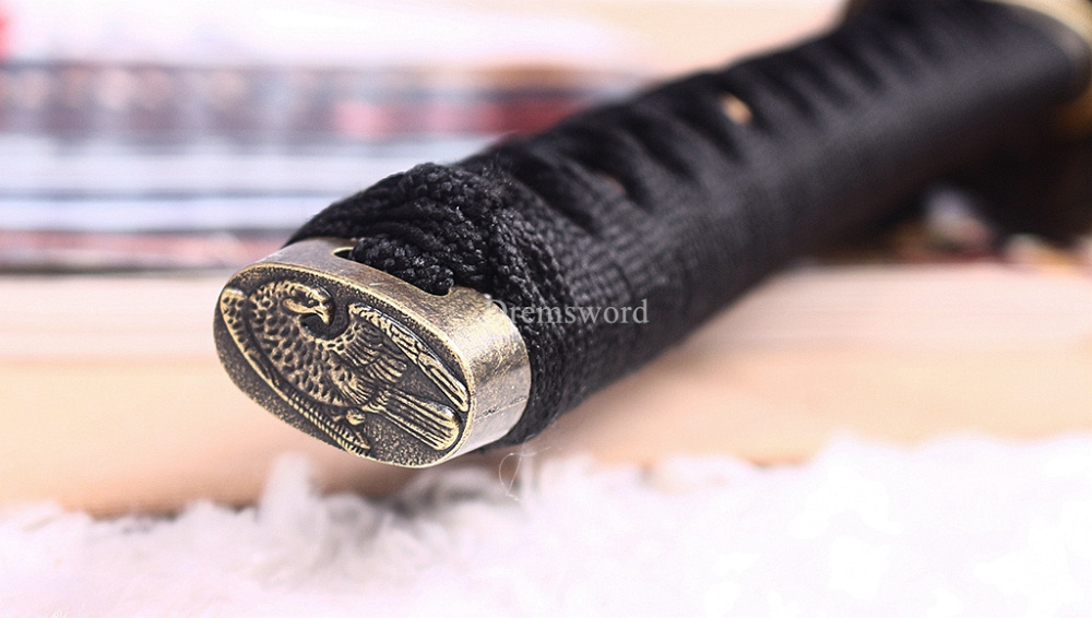 9260 Spring Steel Katana Japanese Samurai Sword Battle Ready Golden Dragon Saya SHINOGI-ZUKURI Black