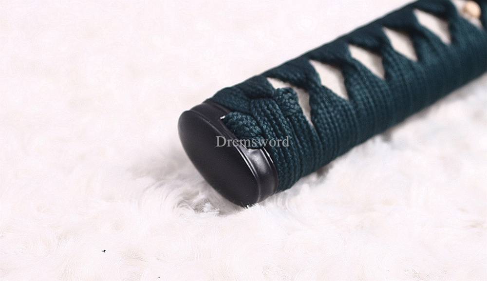 Folded Steel Clay Tempered Katana HITATSURA Japanese Samurai Sword Ox Horn Saya Shinogi-Zukuri Black