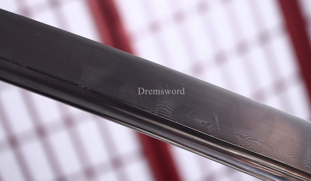 Folded Steel Clay Tempered Katana HITATSURA Japanese Samurai Sword Ox Horn Saya Shinogi-Zukuri Black