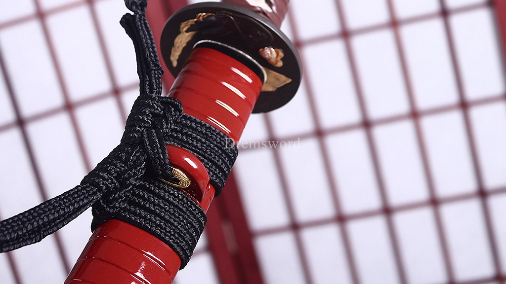Handmade 9260 Spring Steel Wakizashi Japanese Samurai Functional Sword Full Tang Kogarasu-Maru Zukuri Red