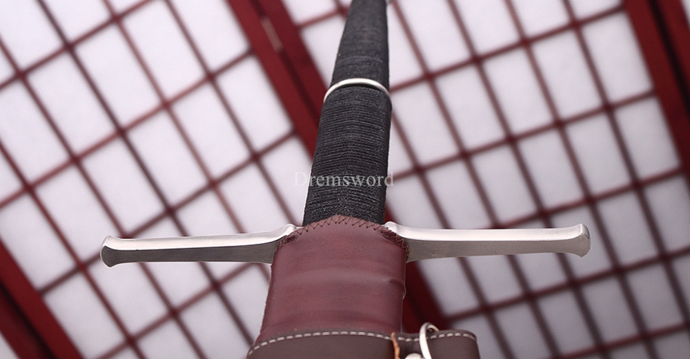 47 inches 9260 Spring Steel European Sword Battle Ready Leather Sheath Double Edge Sword Stainless Steel Fittings
