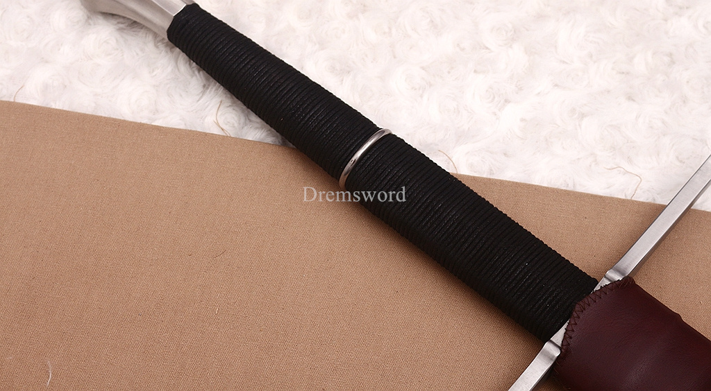 47 inches 9260 Spring Steel European Sword Battle Ready Leather Sheath Double Edge Sword Stainless Steel Fittings