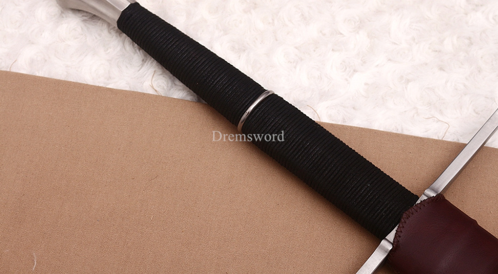 47 inches 9260 Spring Steel European Sword Battle Ready Leather Sheath Double Edge Sword Stainless Steel Fittings
