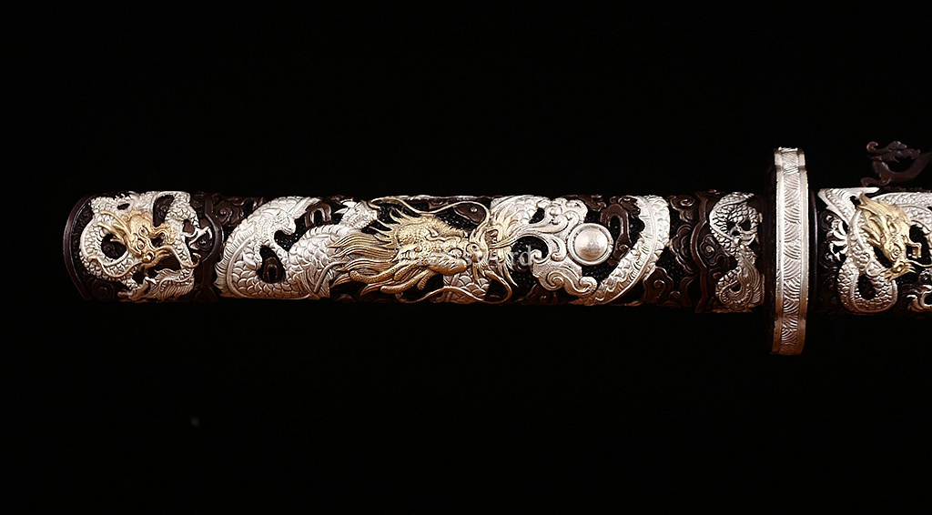 Handmade Self-refined Folded Steel Jian 剑 Traditional Chinese Jian Sword Battle Ready Sharp Black Rayskin Sheath for Collection