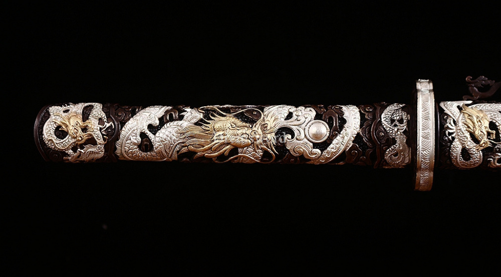 Handmade Self-refined Folded Steel Jian 剑 Traditional Chinese Jian Sword Battle Ready Sharp Black Rayskin Sheath for Collection