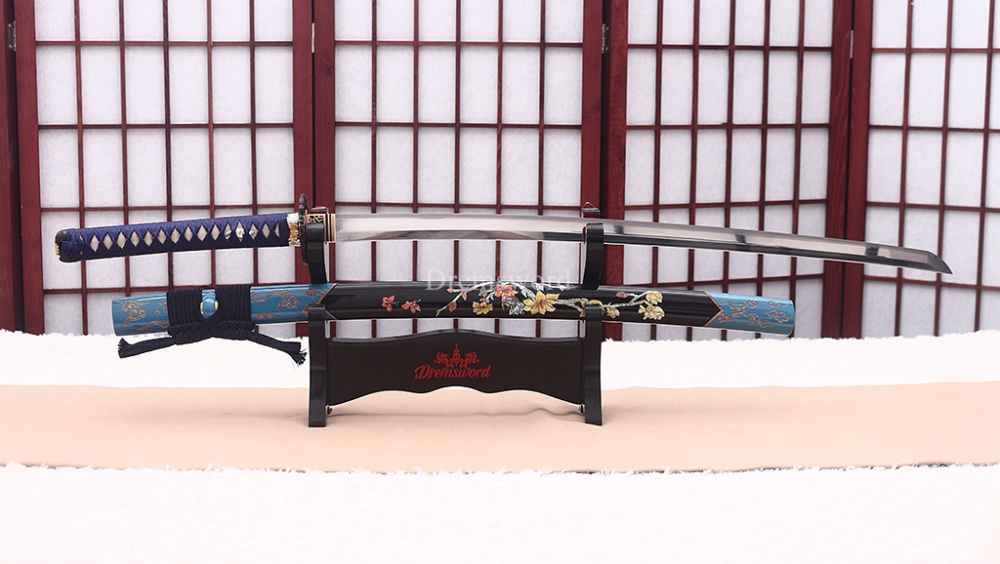 T10 Steel Clay Tempered Hand Abrasive Blue Katana Japanese Samurai  Sword Sharp Shinogi-Zukuri Battle Ready Sharp