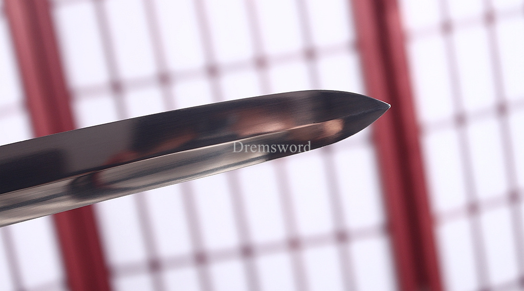 Handmade 9260 Spring Steel Wakizashi Japanese Samurai Functional Sword Full Tang Kogarasu-Maru Zukuri Red