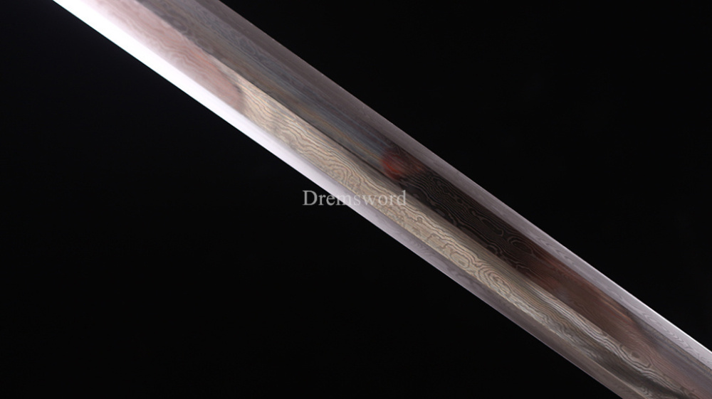 Handmade Self-refined Folded Steel Jian 剑 Traditional Chinese Jian Sword Battle Ready Sharp Black Rayskin Sheath for Collection